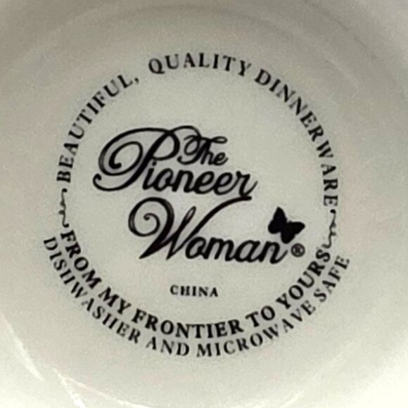 Pioneer Woman Flea Market Floral Turquoise Yellow Footed Stoneware Coffee Mug - Picture 5 of 9